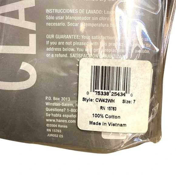 Vintage Hanes Classic White 3 Pack Ringspun Cotton Bikinis, Size 7 New Old Stock - Picture 6 of 6